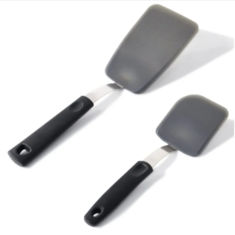 2 pc - Silicone-Stainless Steel Spatulas/ Turners - 600F Heat Resistant
